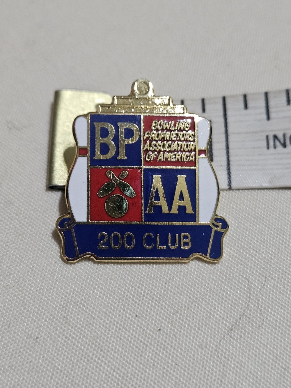 Bowling Proprietors Association of America 200 Club Enamel Pin - Blue/Red/White